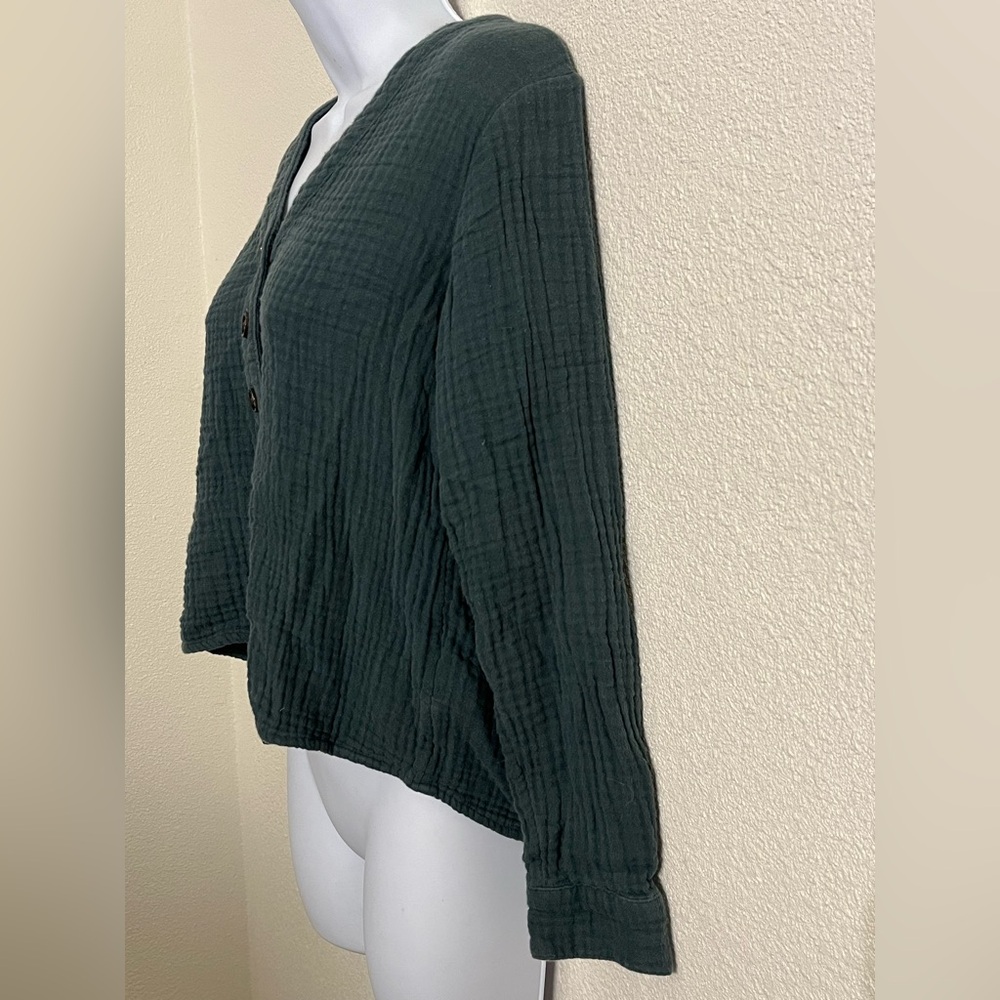 Madewell Dark Green Button-Up Blouse - Picture 7 of 10